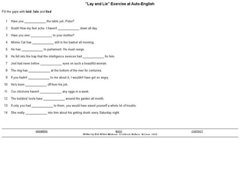 "Lay and Lie" Exercise Interactive