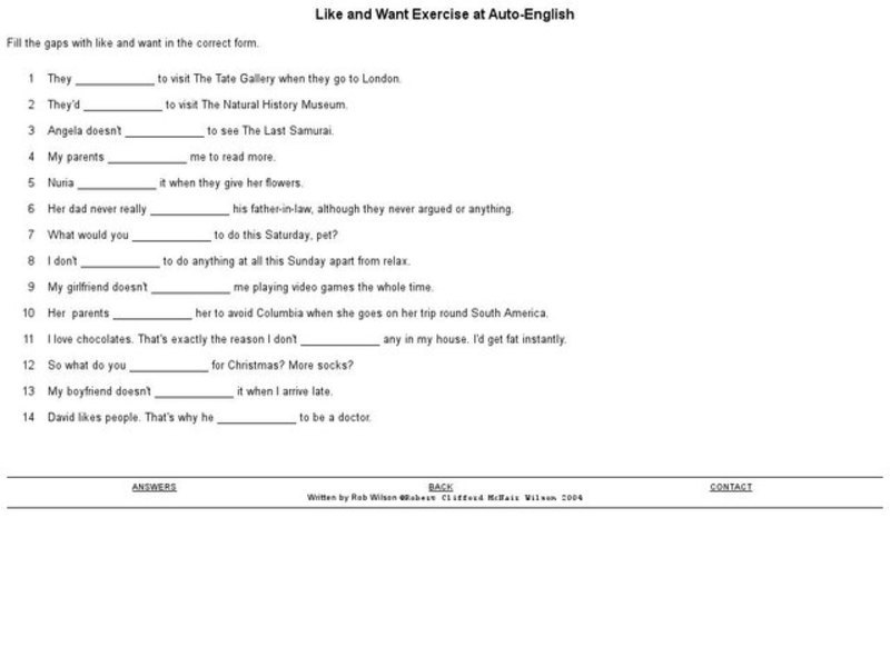 Like and Want Exercise Interactive