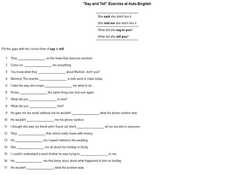 "Say and Tell" Exercise Interactive