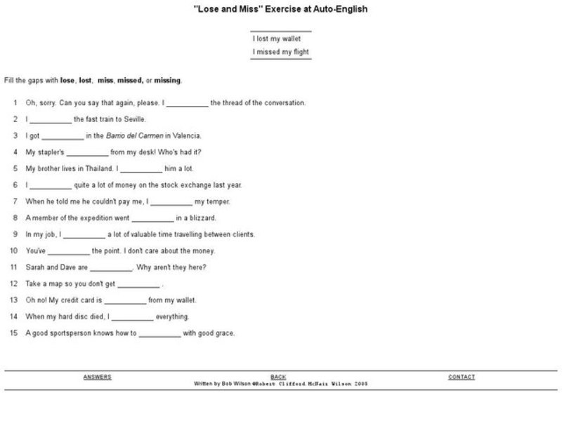 "Lose and Miss" Exercise Interactive