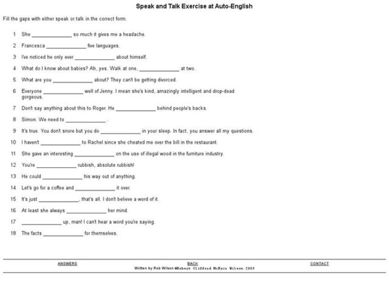 Speak and Talk Exercise at Auto-English Worksheet