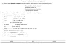 Remember and Remind Exercise at Auto-English Worksheet