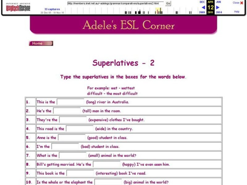Adele's ESL Corner: Superlatives-2 Interactive