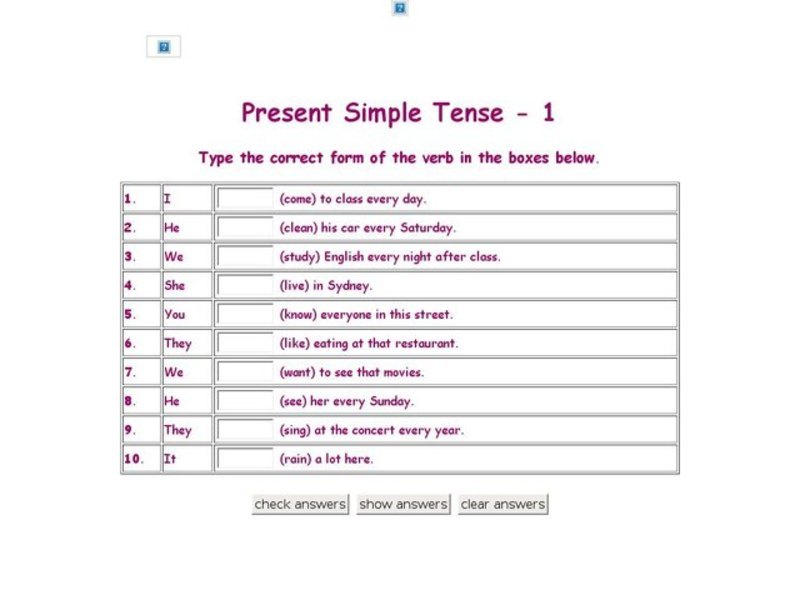 Adele's ESL Corner: Present Simple Tense-1 Interactive