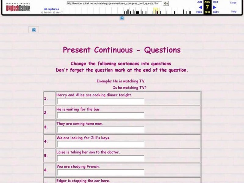 Present Continuous- Questions Interactive
