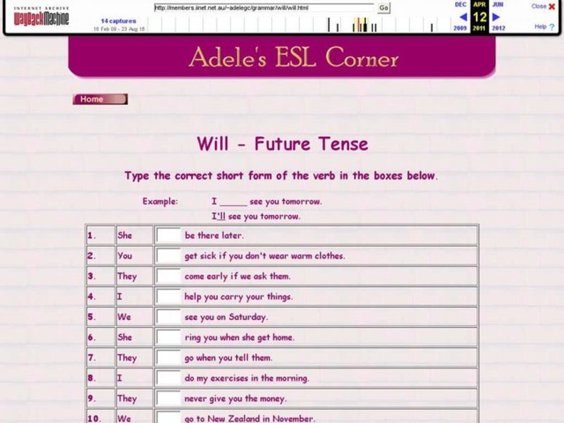Adele's ESL Corner: Will-Future Tense Interactive