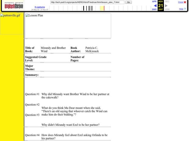 Mirandy and Brother Wind Questions Worksheet