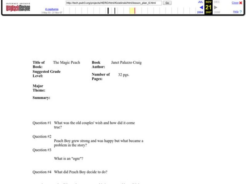 The Magic Peach Worksheet