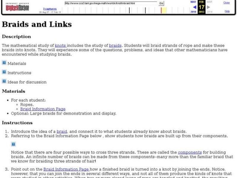 Knots and Braids Lesson Plan