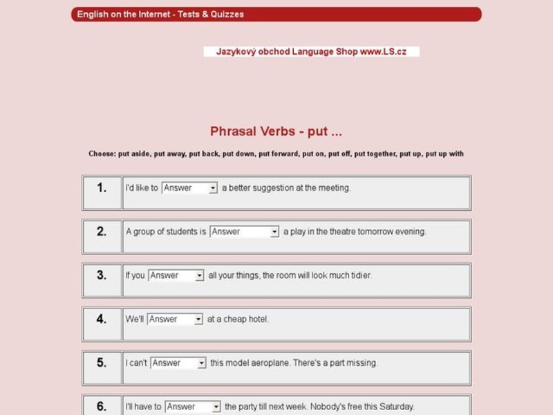 Phrasal Verbs: put... Interactive