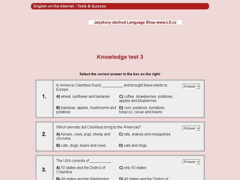 U.S. History Knowledge Test 3 Interactive