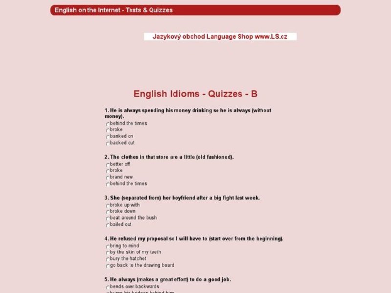 ESL Idiom Quiz-B Interactive