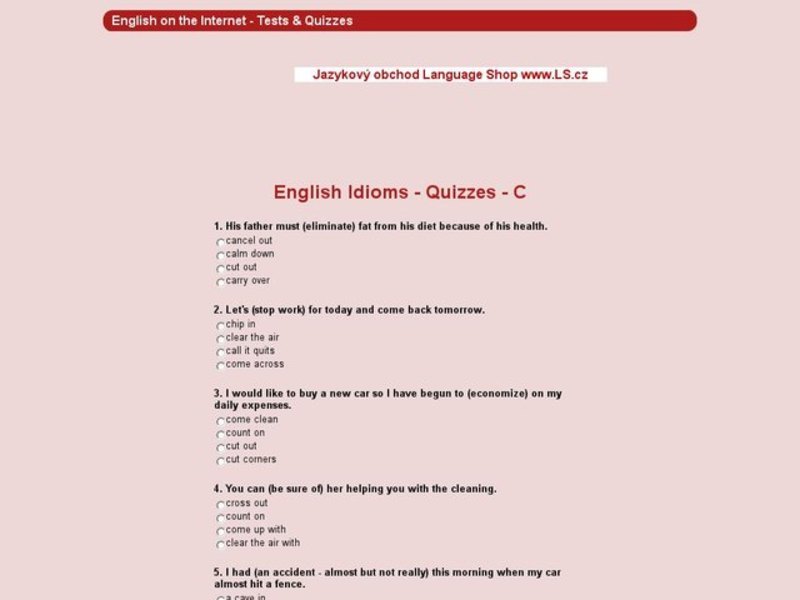 ESL: Idioms Quiz C Interactive