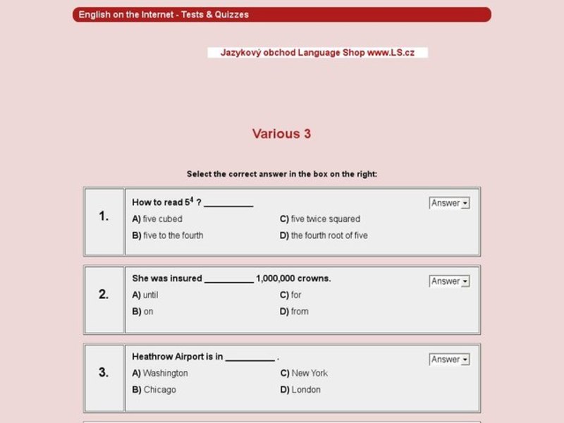 Various 3 - Sentence Completions Interactive