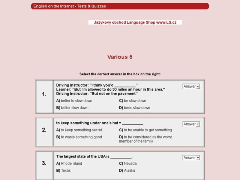 Various words: 5 Interactive