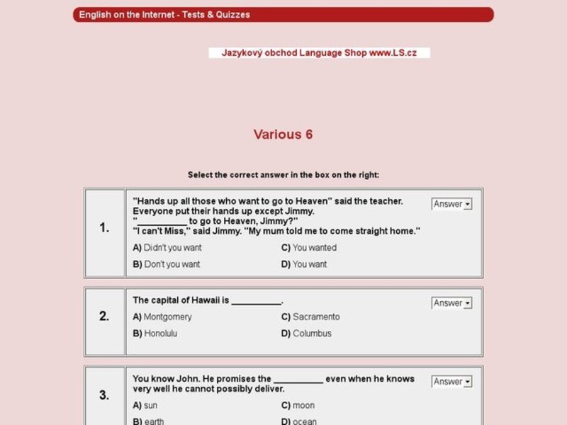 Various words: 6 Interactive
