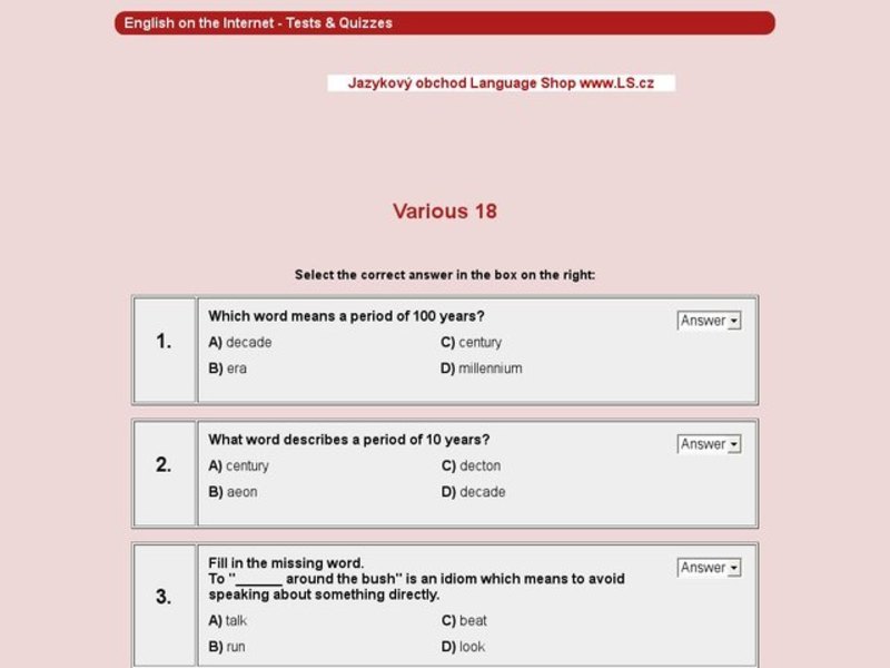 Various words: 18 Interactive