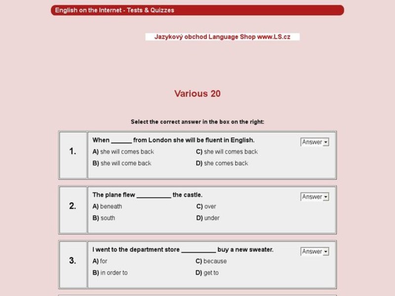 Various words: 20 Interactive