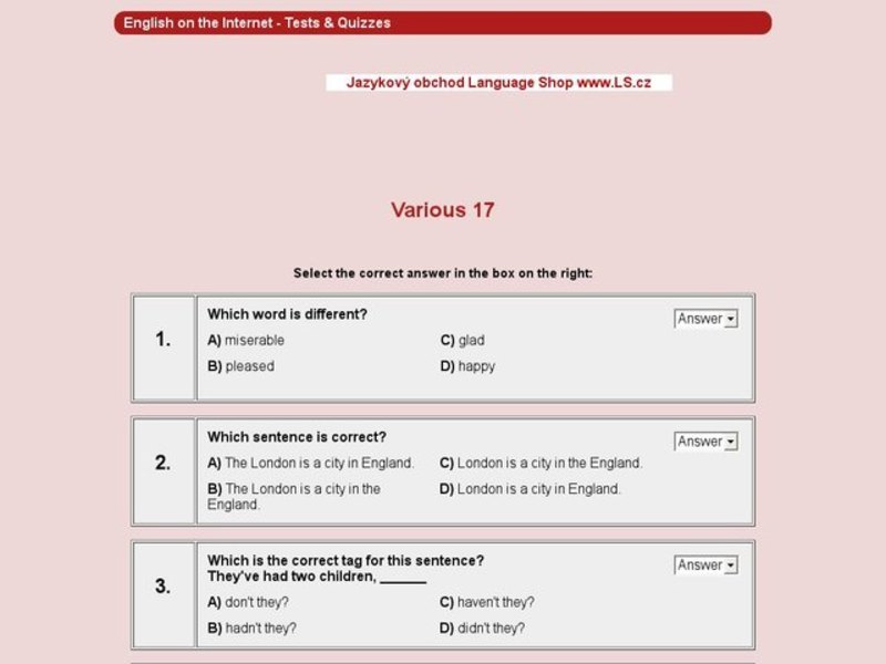 Vocabulary Review #17 Interactive