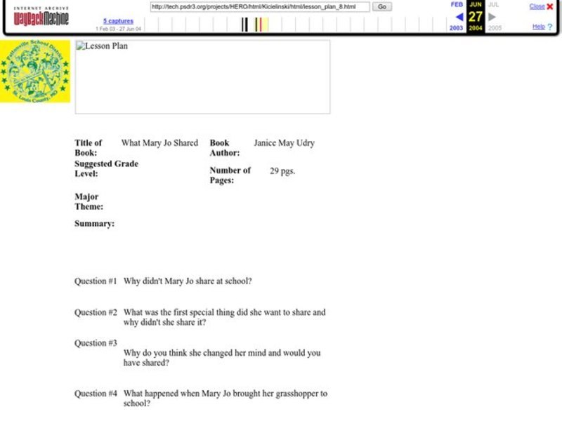 What Mary Jo Shared Worksheet