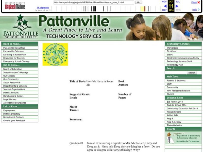  Horrible Harry in Room2B Lesson Plan