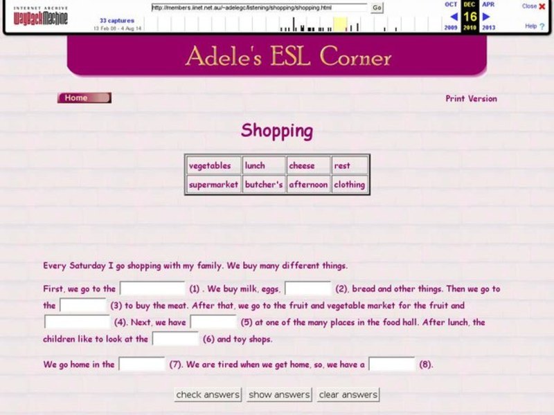 Adele's ESL Corner: Shopping Vocabulary Interactive