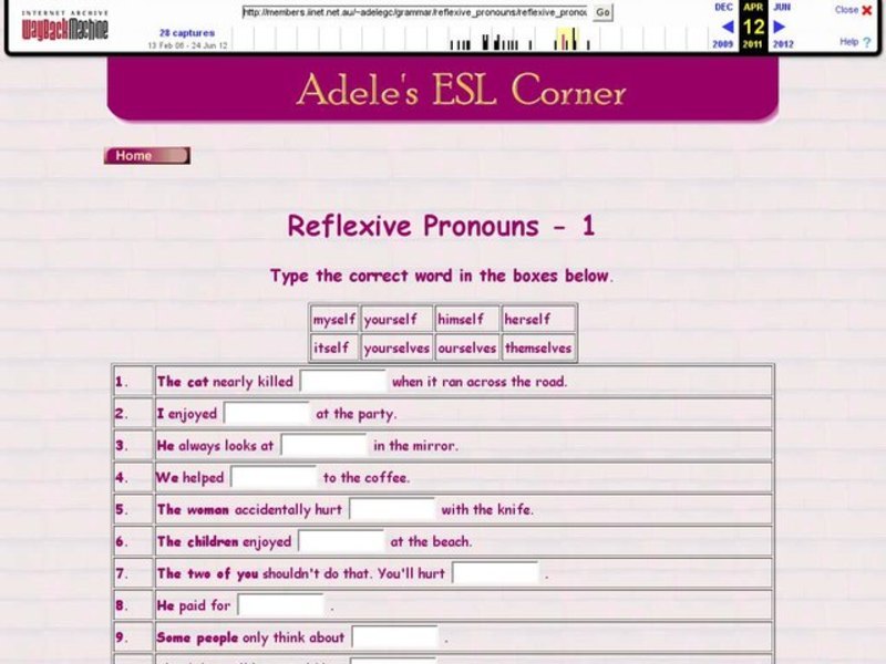 Reflexive Pronouns - 1 Interactive