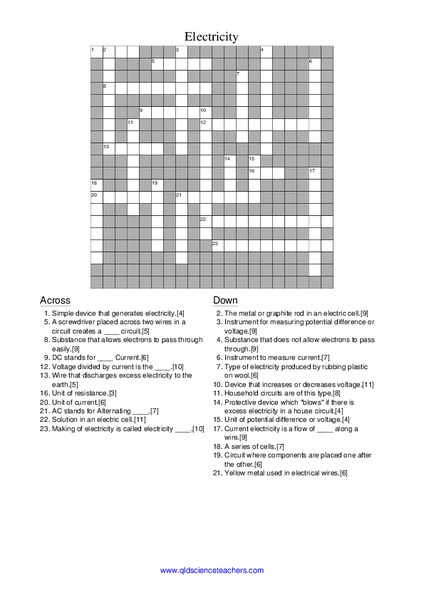 Electricity Worksheet