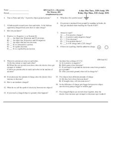 Electricity Worksheet