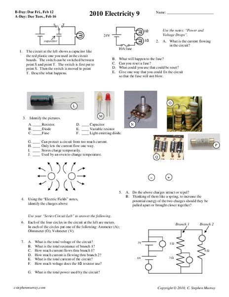 Electricity Worksheet