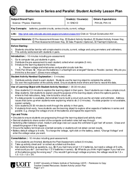 Electricity Lesson Plan