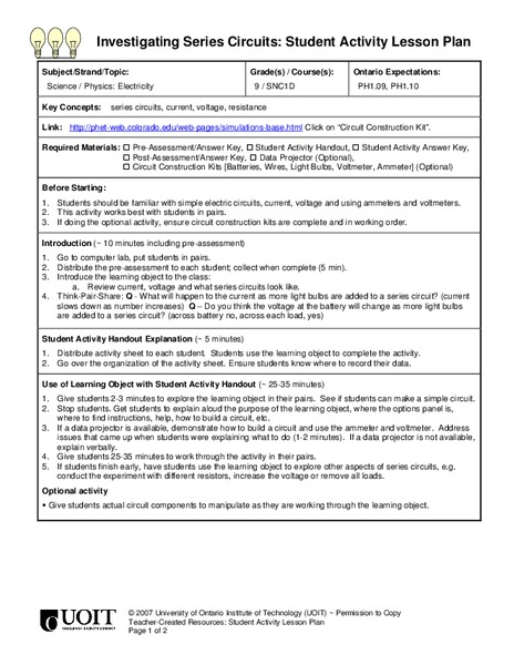 Electricity Lesson Plan
