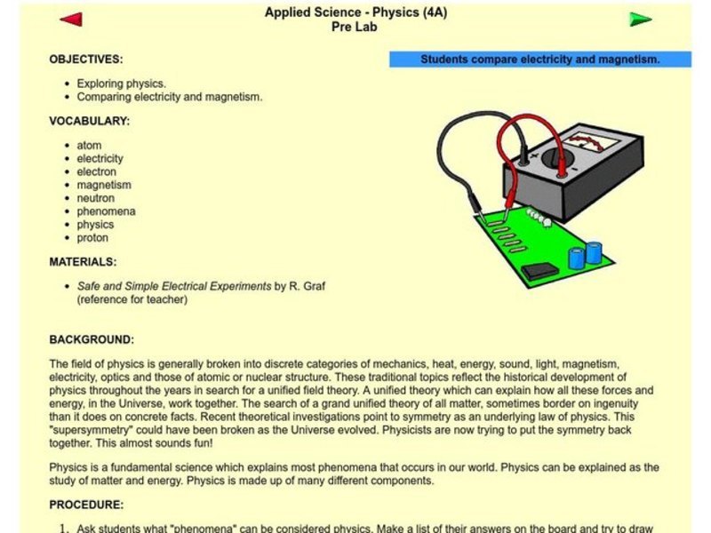 Electricity and Magnetism Lesson Plan
