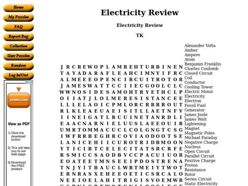 Electricity Review Worksheet