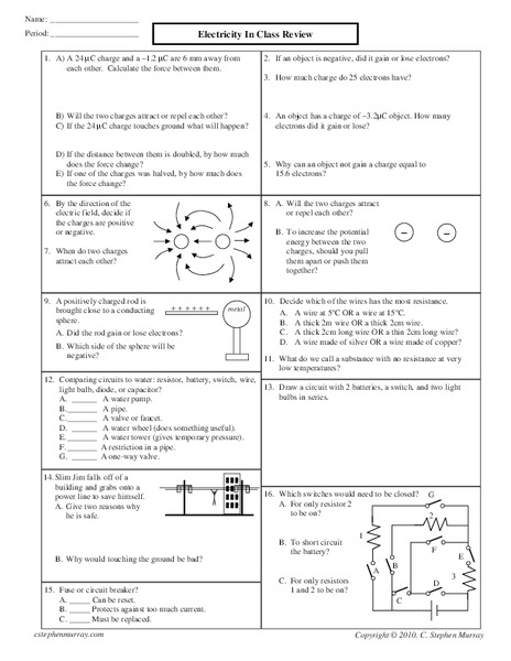 Electricity Review Worksheet