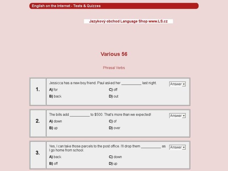 Using Phrasal Verbs - Various 56 Interactive
