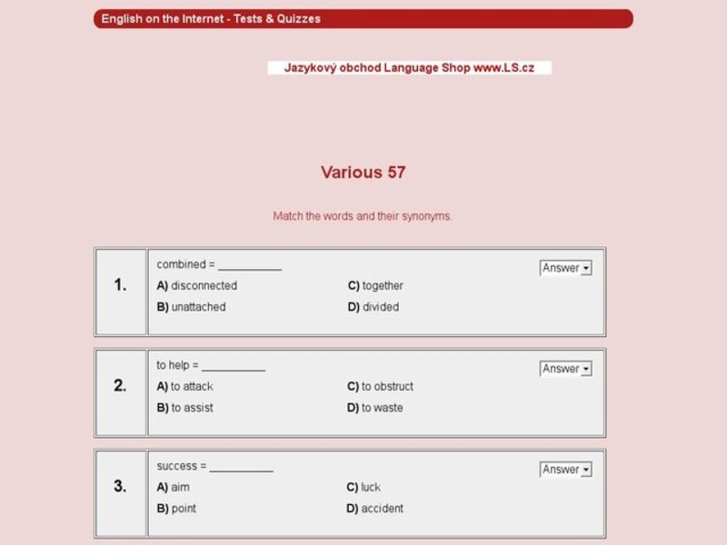 Vocabulary Review #57 Synonyms Interactive