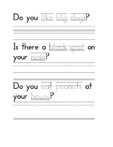 Trace words and answer questions Worksheet