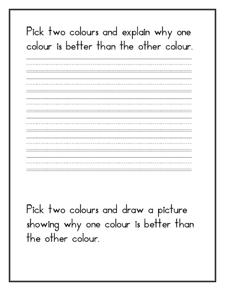 Writing Exercise: Why Is One Color Better than Another? Printables
