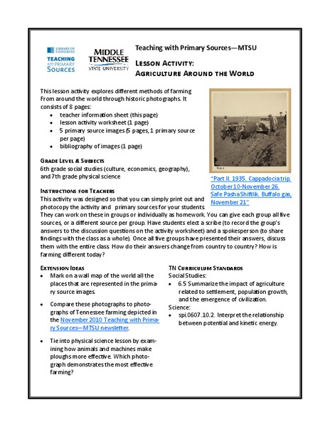 Agriculture Around the World Lesson Plan