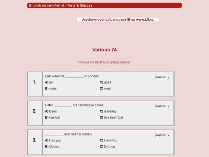 Vocabulary Review #74 Interactive