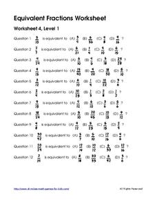 Equivalent Fractions #6 Worksheet