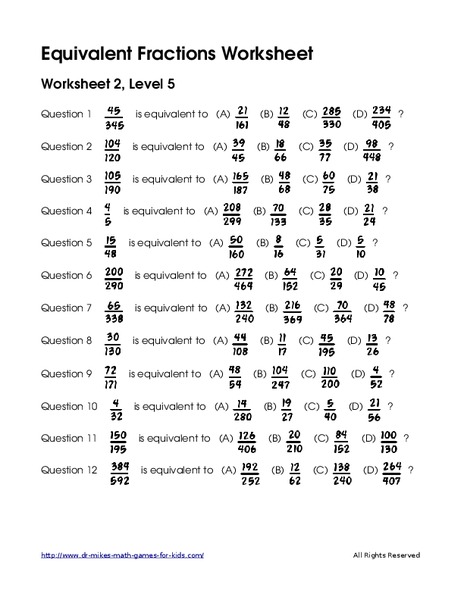 Equivalent Fractions #9 Worksheet