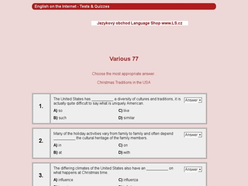 Families, holidays, and the United States Interactive