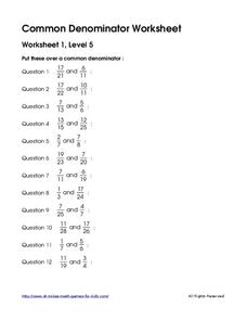 Common Denominator Practice Worksheet