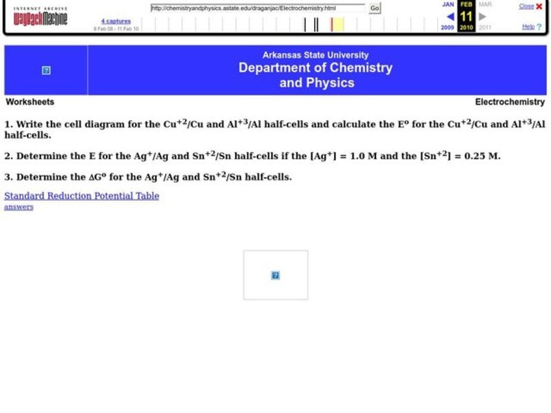 Electrochemistry Worksheet