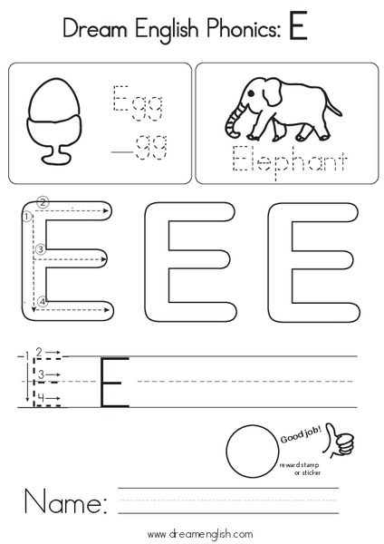 Dream English Phonics: E Worksheet