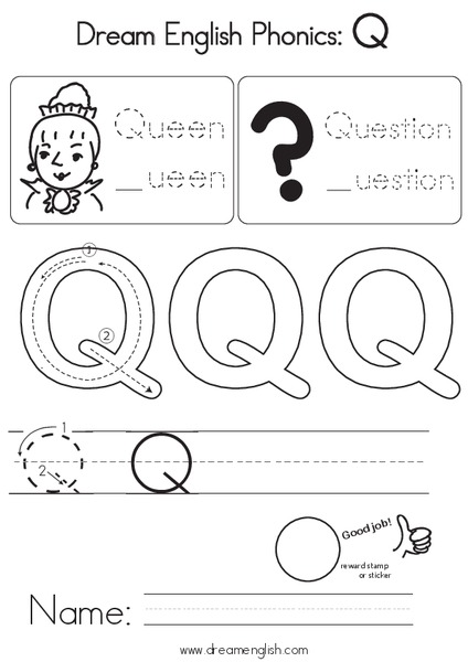 Dream English Phonics: Q Worksheet
