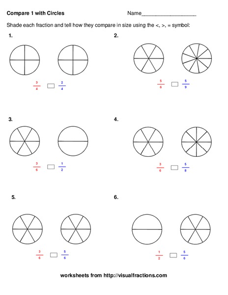 Comparisons with Circles Worksheet