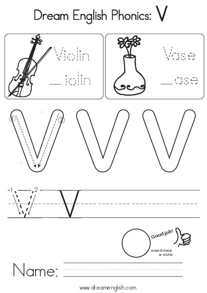 Dream English Phonics: V Worksheet